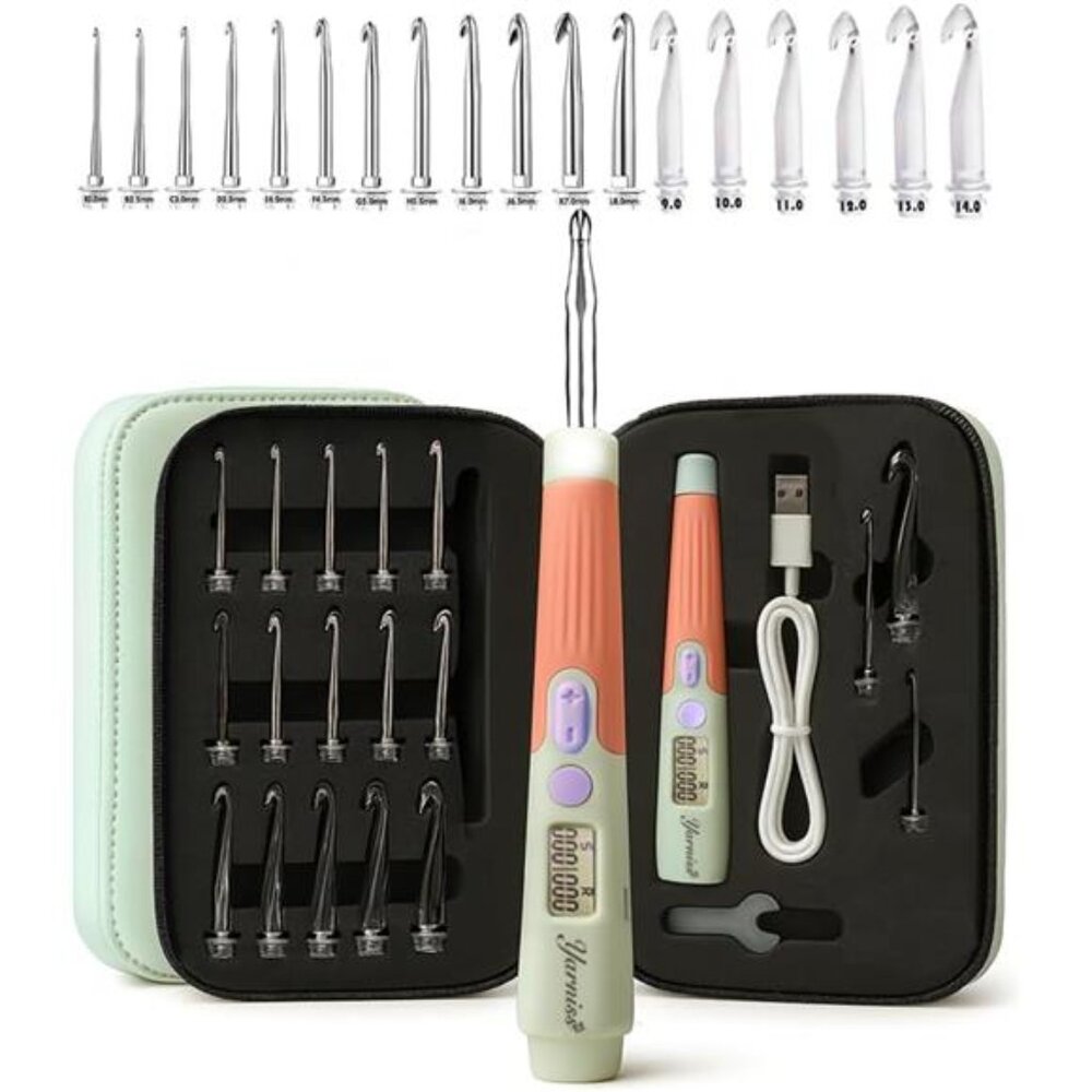 New Counting Crochet Hooks Set, 18 Size Light Up Crochet Hooks for Stitch